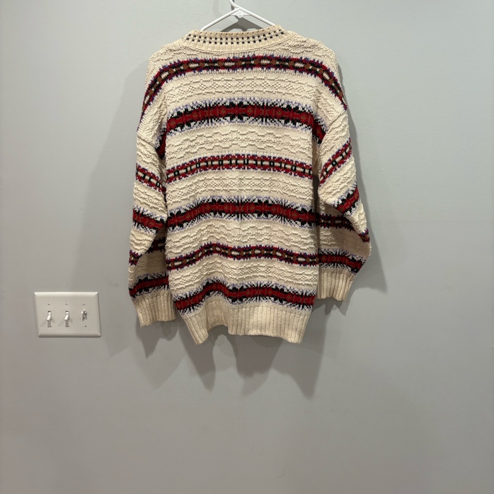Cozy Striped Cardigan - Cream, Red, Purple bushwacker - Picture 6 of 6